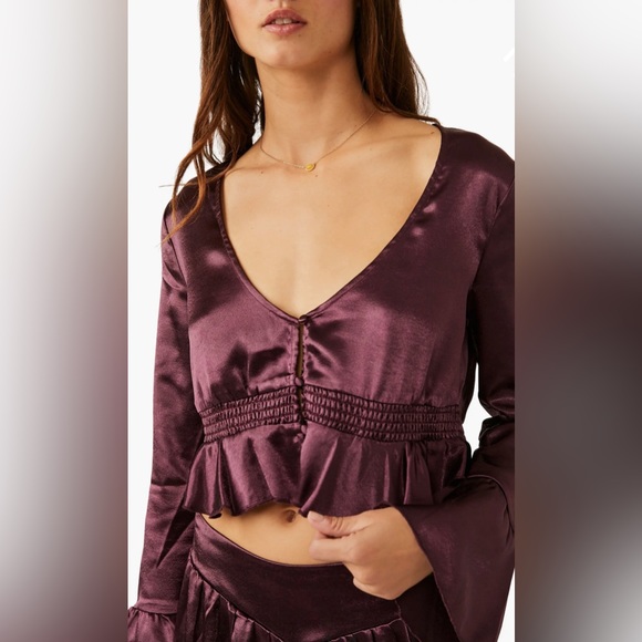 ⭐️Host Pick⭐️BNWT Free People Chasing Love Ruffle Satin Pajamas - Picture 6 of 9